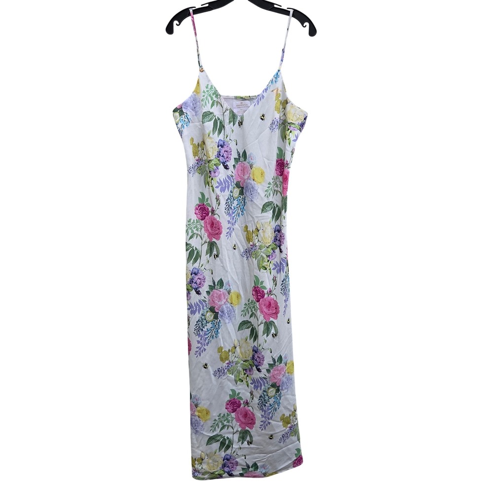Bridgerton Fairy Floral Garden Bee Satin Slip Dress Large Cottagecore Party Chic